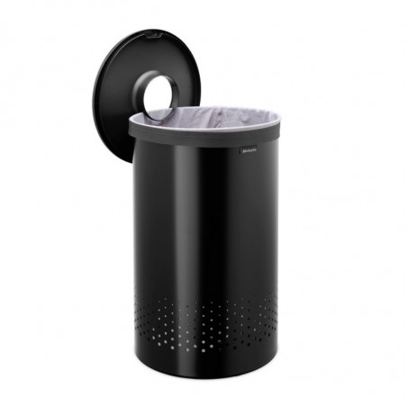 Кош за пране Brabantia 1008918, 60 л, Пластмасов капак, Пълнене без отваряне, Вентилационни отвори, Черен