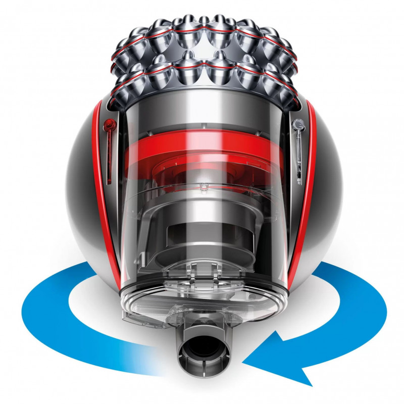 Прахосмукачка Dyson Cin BigBall AbPr, 700W, 1.5l, Клас А, Циклонна система Cinetic, Самоизправащя се, Без смяна на филтри, Сив/червен