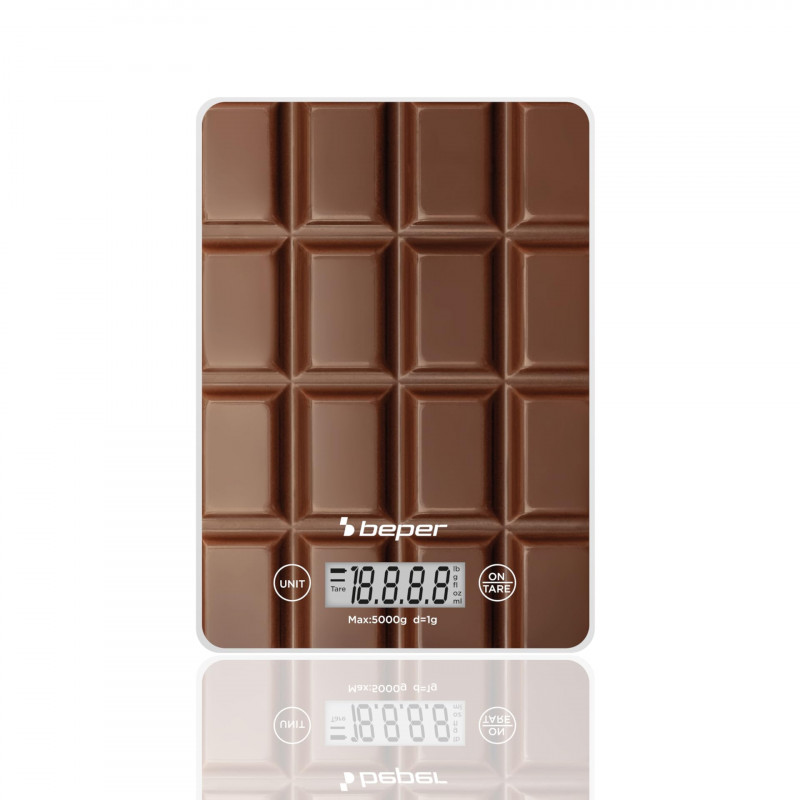 Кухненска везна Beper P102BIL002, До 5 кг, g/lb, LCD дисплей, TAPA, Автоматично изключване, Кафяв