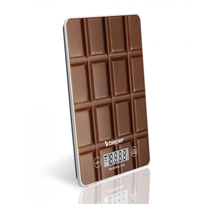 Кухненска везна Beper P102BIL002, До 5 кг, g/lb, LCD дисплей, TAPA, Автоматично изключване, Кафяв