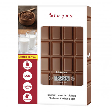 Кухненска везна Beper P102BIL002, До 5 кг, g/lb, LCD дисплей, TAPA, Автоматично изключване, Кафяв