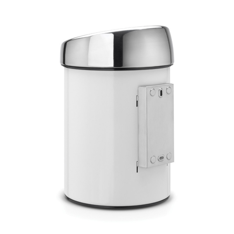 Кош за боклук Brabantia Touch Bin 647216, 3 л, Плавно и безшумно отваряне, Стенен монтаж, Бял