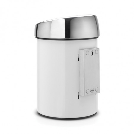 Кош за боклук Brabantia Touch Bin 647216, 3 л, Плавно и безшумно отваряне, Стенен монтаж, Бял