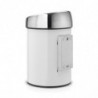 Кош за боклук Brabantia Touch Bin 647216, 3 л, Плавно и безшумно отваряне, Стенен монтаж, Бял