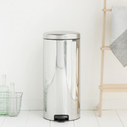 Кош за боклук с педал Brabantia NewIcon 649055, 30 л, Плавно затваряне, Противоплъзгаща основа, Инокс