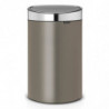 Кош за боклук Brabantia Touch Bin New 650529, 40 л, Безшумно и плавно затваряне, Плосък гръб, Сив/инокс