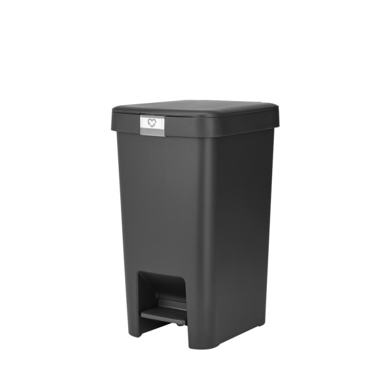 Кош за боклук с педал Brabantia StepUp 1008479, 16 л, Екологични материали, Голям отвор, Тъмносив