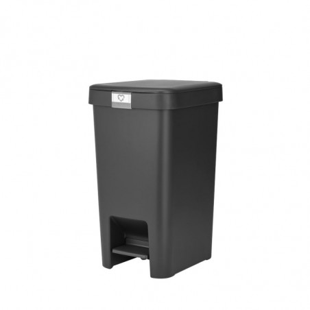 Кош за боклук с педал Brabantia StepUp 1008479, 16 л, Екологични материали, Голям отвор, Тъмносив