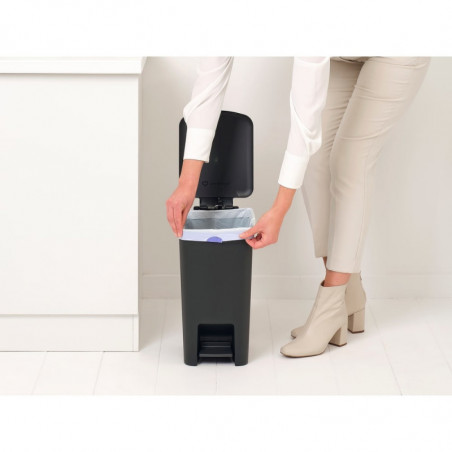 Кош за боклук с педал Brabantia StepUp 1008479, 16 л, Екологични материали, Голям отвор, Тъмносив