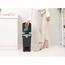 Кош за боклук с педал Brabantia StepUp 1008479, 16 л, Екологични материали, Голям отвор, Тъмносив