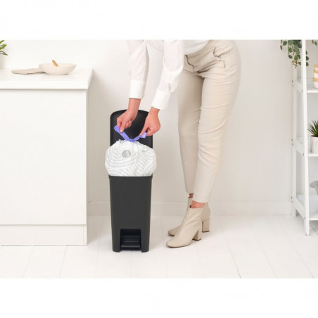 Кош за боклук с педал Brabantia StepUp 1008479, 16 л, Екологични материали, Голям отвор, Тъмносив