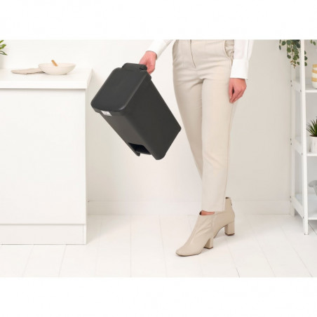 Кош за боклук с педал Brabantia StepUp 1008479, 16 л, Екологични материали, Голям отвор, Тъмносив