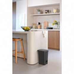 Кош за боклук с педал Brabantia StepUp 1008479, 16 л, Екологични материали, Голям отвор, Тъмносив