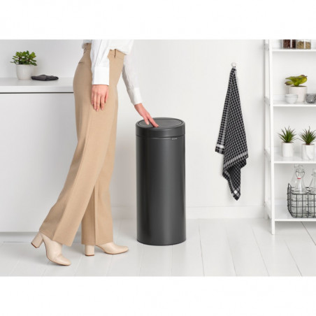 Кош за боклук Brabantia Touch Bin New 1008860, 30 л, Безшумно и плавно затваряне, Тъмносив