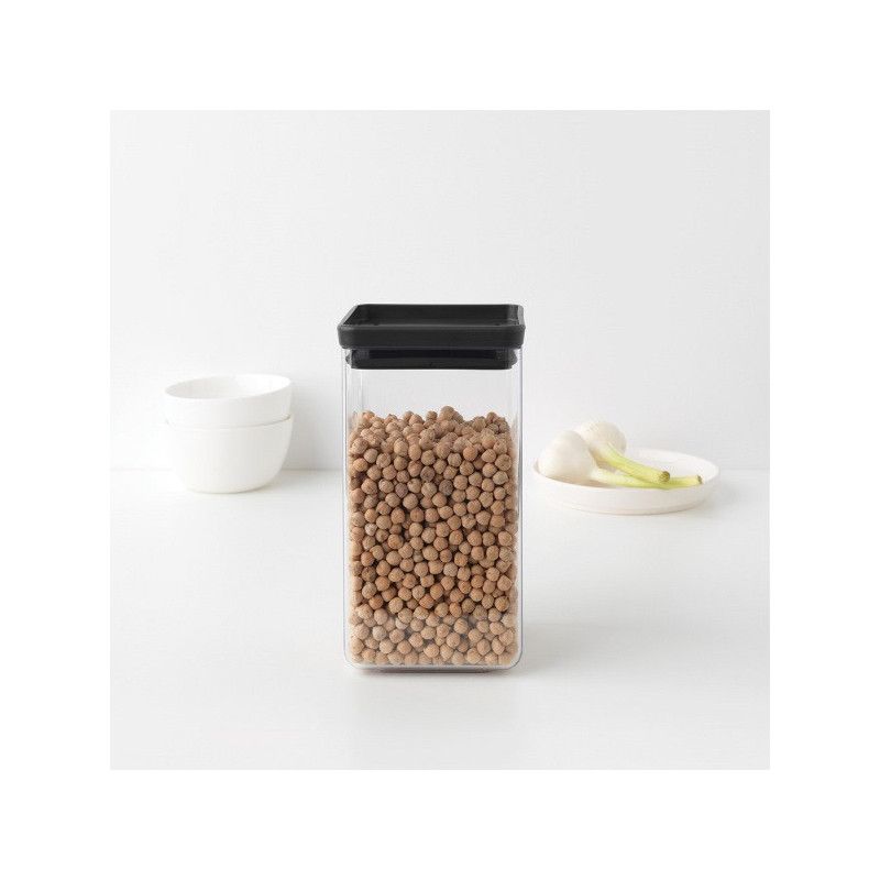 Буркан за съхранение Brabantia Tasty+ 1001172, 1.6 л, Подходящ за съдомиялна и хладилник, Тъмносив
