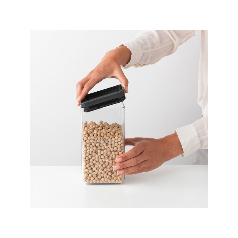 Буркан за съхранение Brabantia Tasty+ 1001172, 1.6 л, Подходящ за съдомиялна и хладилник, Тъмносив
