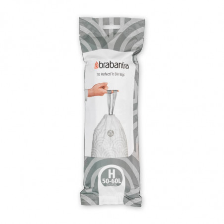 Торбички за кош Brabantia PerfectFit Touch/Push/Big Bin 647036, Размер H, 50-60 л, 10 броя, Бял