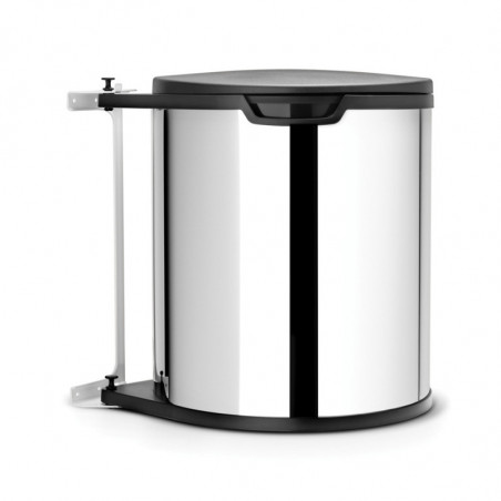 Кош за боклук за вграждане Brabantia Built-In 647044, 15 л, Широк отвор, Пластмасова вътрешна кофа, Инокс