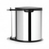 Кош за боклук за вграждане Brabantia Built-In 647044, 15 л, Широк отвор, Пластмасова вътрешна кофа, Инокс