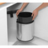 Кош за боклук за вграждане Brabantia Built-In 647044, 15 л, Широк отвор, Пластмасова вътрешна кофа, Инокс