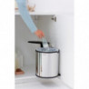 Кош за боклук за вграждане Brabantia Built-In 647044, 15 л, Широк отвор, Пластмасова вътрешна кофа, Инокс