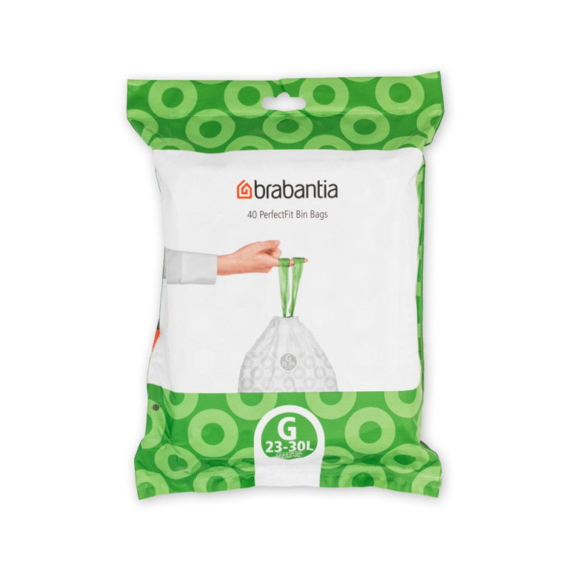 Торба за кош Brabantia размер 647064 G, 23-30L, 40 броя, бели