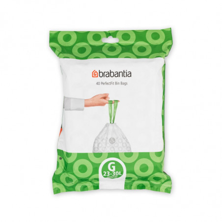 Торба за кош Brabantia размер 647064 G, 23-30L, 40 броя, бели