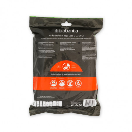 Торба за кош Brabantia размер 647064 G, 23-30L, 40 броя, бели