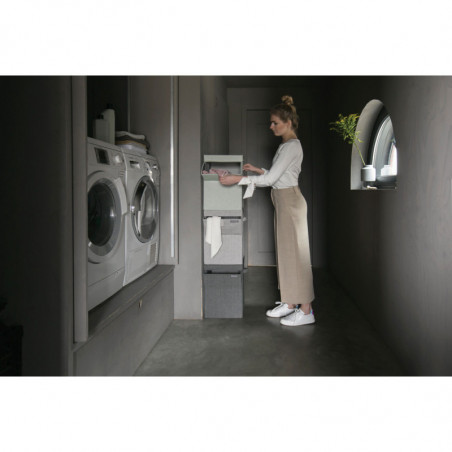 Кутия за пране Brabantia Stackable 1000827, 35 л, Преден отвор, Широк капак, Сгъваема, Сив