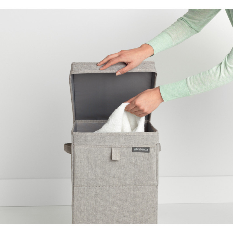 Кутия за пране Brabantia Stackable 1000827, 35 л, Преден отвор, Широк капак, Сгъваема, Сив
