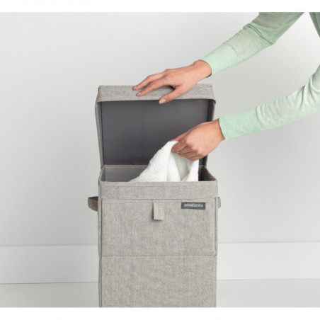 Кутия за пране Brabantia Stackable 1000827, 35 л, Преден отвор, Широк капак, Сгъваема, Сив