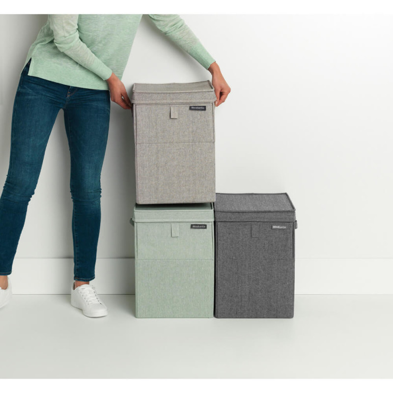Кутия за пране Brabantia Stackable 1000827, 35 л, Преден отвор, Широк капак, Сгъваема, Сив