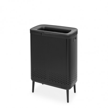 Кош за пране Brabantia Bo 1004177, 2x45 л, Пълнене без отваряне, Вентилационни отвори, Регулируеми крачета, Черен