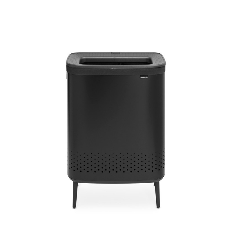 Кош за пране Brabantia Bo 1004177, 2x45 л, Пълнене без отваряне, Вентилационни отвори, Регулируеми крачета, Черен