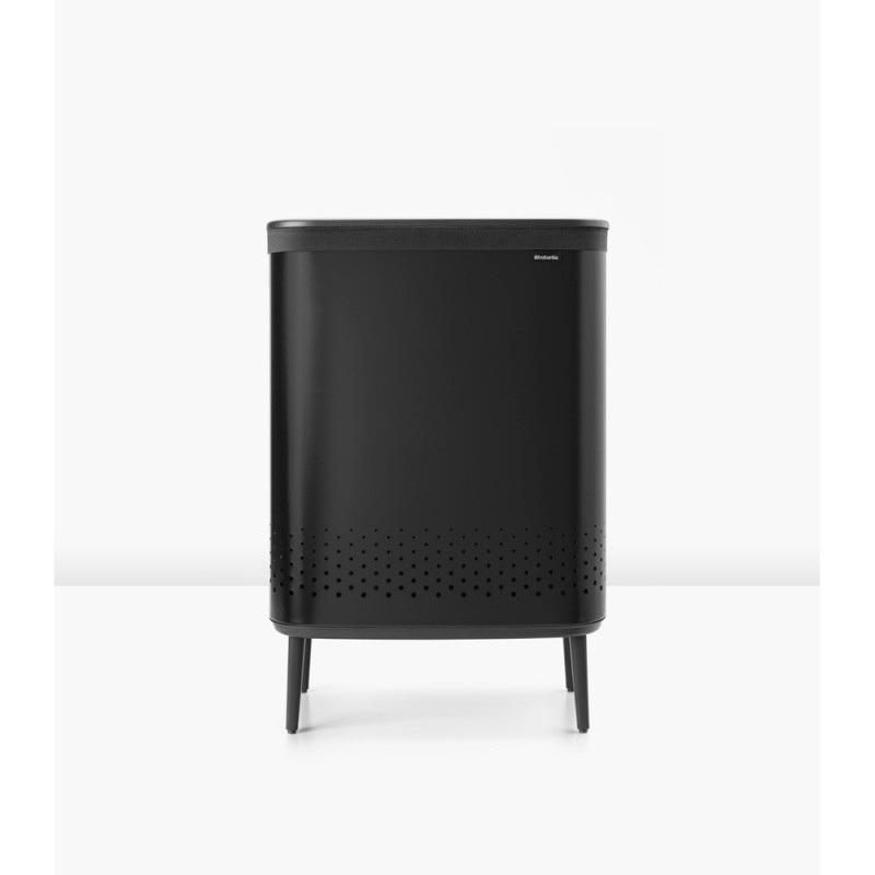 Кош за пране Brabantia Bo 1004177, 2x45 л, Пълнене без отваряне, Вентилационни отвори, Регулируеми крачета, Черен