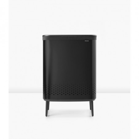 Кош за пране Brabantia Bo 1004177, 2x45 л, Пълнене без отваряне, Вентилационни отвори, Регулируеми крачета, Черен