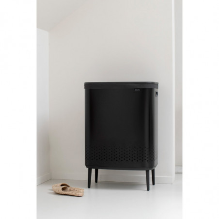 Кош за пране Brabantia Bo 1004177, 2x45 л, Пълнене без отваряне, Вентилационни отвори, Регулируеми крачета, Черен