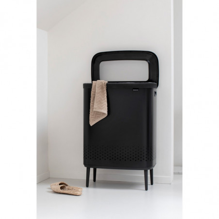 Кош за пране Brabantia Bo 1004177, 2x45 л, Пълнене без отваряне, Вентилационни отвори, Регулируеми крачета, Черен