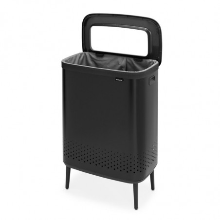Кош за пране Brabantia Bo 1004177, 2x45 л, Пълнене без отваряне, Вентилационни отвори, Регулируеми крачета, Черен