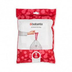 Торбички за кош Brabantia PerfectFit NewIcon 1005490, Размер Y, 20 л, 40 броя, Бял