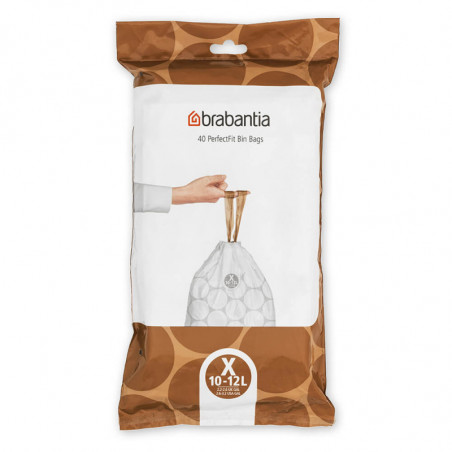 Торба за кош Brabantia PerfectFit NewIcon/Bo 1005582, Размер X, 10-12 л, 40 броя, Бял
