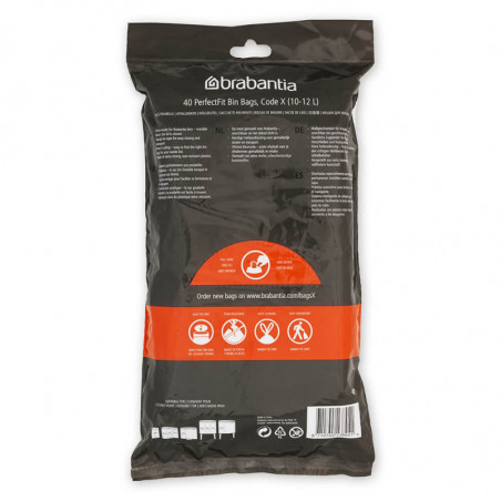 Торба за кош Brabantia PerfectFit NewIcon/Bo 1005582, Размер X, 10-12 л, 40 броя, Бял