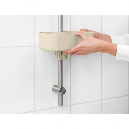 Органайзер за душ Brabantia ReNew 1006272, 7.5х13.3х24.4 см, Дъно с отвори за вода, Устойчивост на корозия, Бежов