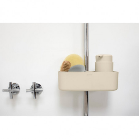 Органайзер за душ Brabantia ReNew 1006272, 7.5х13.3х24.4 см, Дъно с отвори за вода, Устойчивост на корозия, Бежов