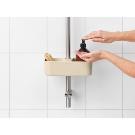 Органайзер за душ Brabantia ReNew 1006272, 7.5х13.3х24.4 см, Дъно с отвори за вода, Устойчивост на корозия, Бежов