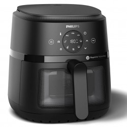 Фритюрник с горещ въздух AirFryer Philips NA230/00, 1700W, 6.2л, 60-200C, 13 програми, Таймер, Rapid Air, Черен