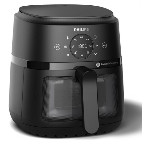 Фритюрник с горещ въздух AirFryer Philips NA230/00, 1700W, 6.2л, 60-200C, 13 програми, Таймер, Rapid Air, Черен