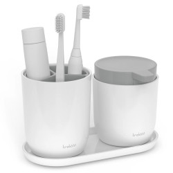 Органайзер за баня Trebonn 3025140, Разглобяем, Гумени крачета, Бял/сив