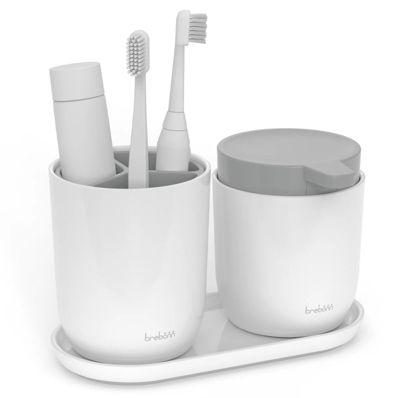 Органайзер за баня Trebonn 3025140, Разглобяем, Гумени крачета, Бял/сив