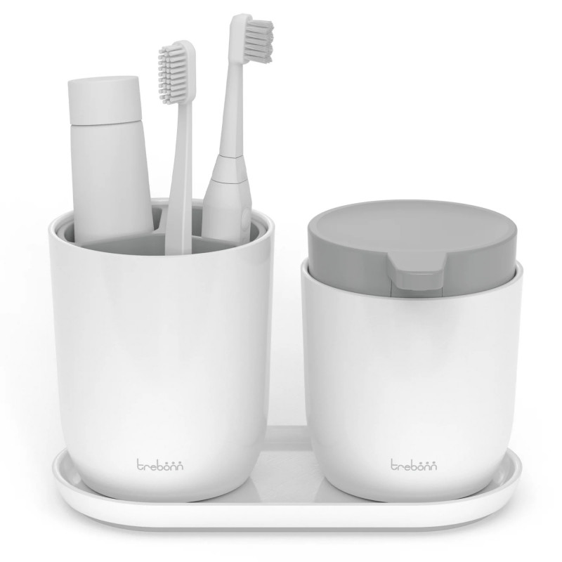 Органайзер за баня Trebonn 3025140, Разглобяем, Гумени крачета, Бял/сив